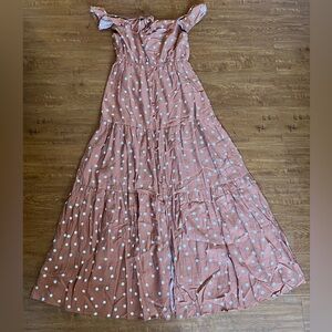 Polka Dot Maxi Dress in Pink and White
